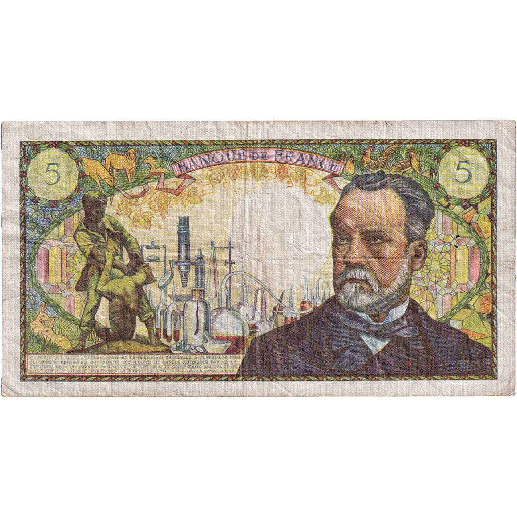 France, 5 Francs, Pasteur, 1969, A.101, VF(20-25), Fayette:61.10