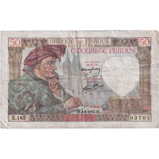Francia, 50 Francs, Jacques Coeur, 1942, X.165, MB, Fayette:19.18