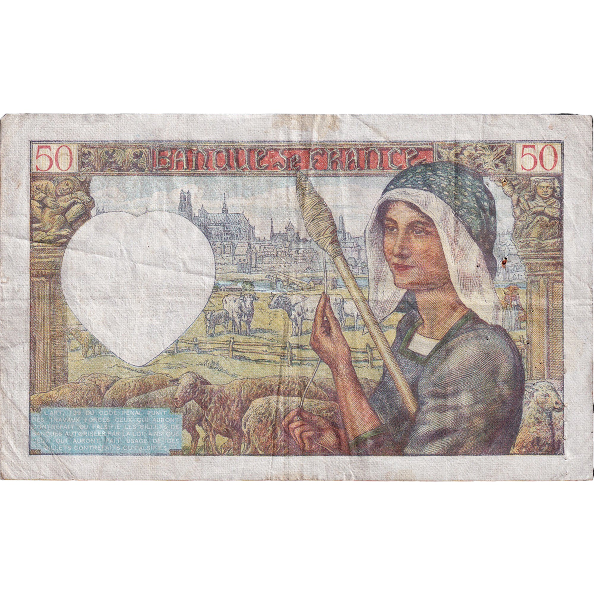 Francia, 50 Francs, Jacques Coeur, 1942, X.165, MB, Fayette:19.18