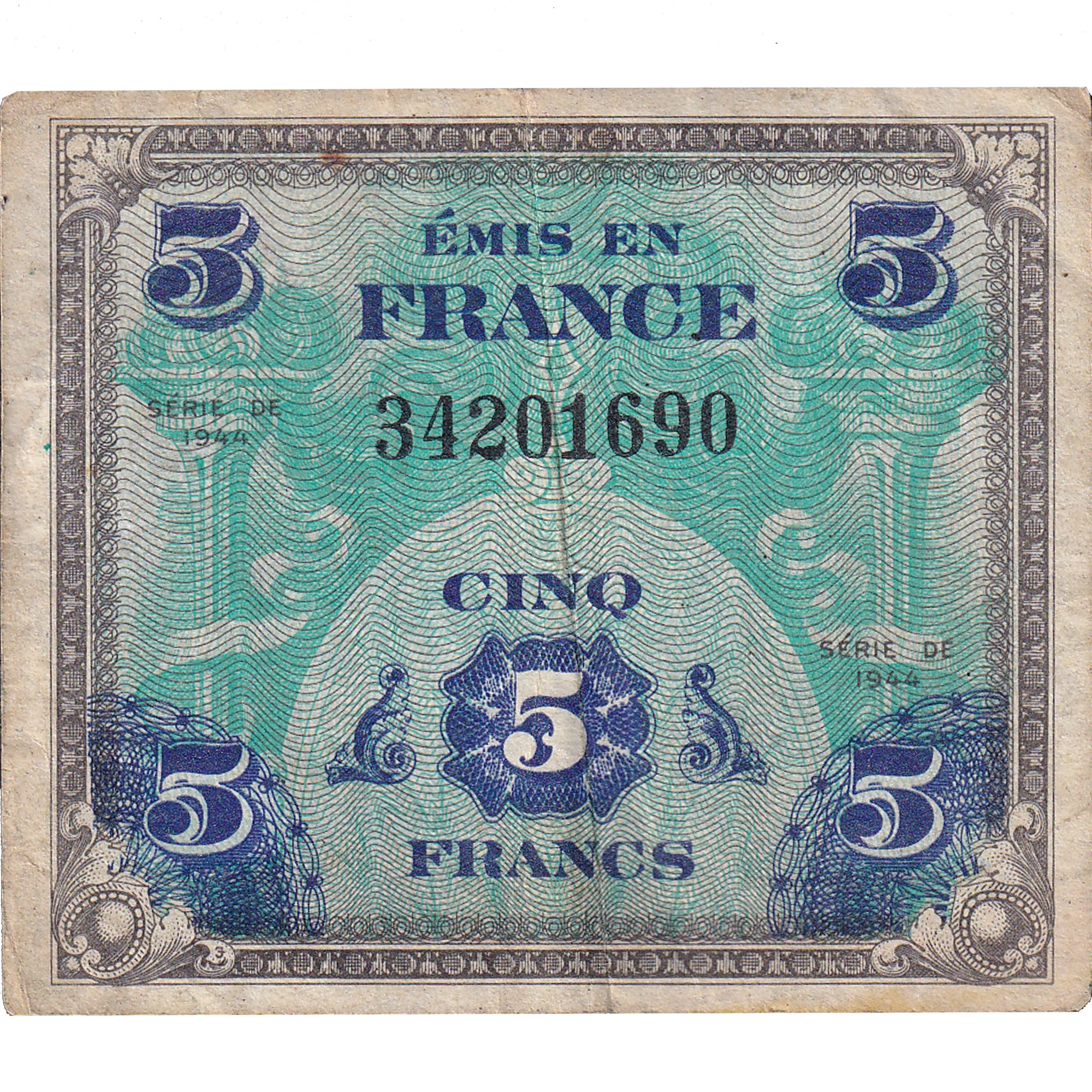 France, 5 Francs, Drapeau/France, 1945, 34201690, TB, Fayette:VF17.1