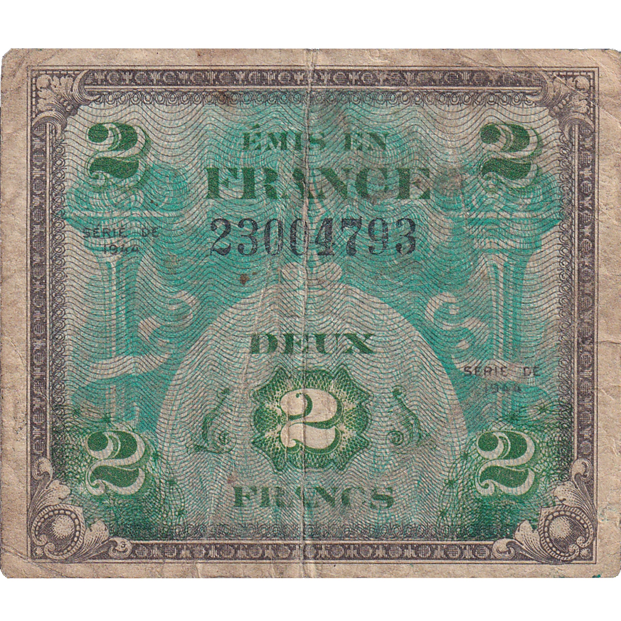 France, 2 Francs, Flag/France, 1945, 23004793, VF(20-25), Fayette:VF16.1