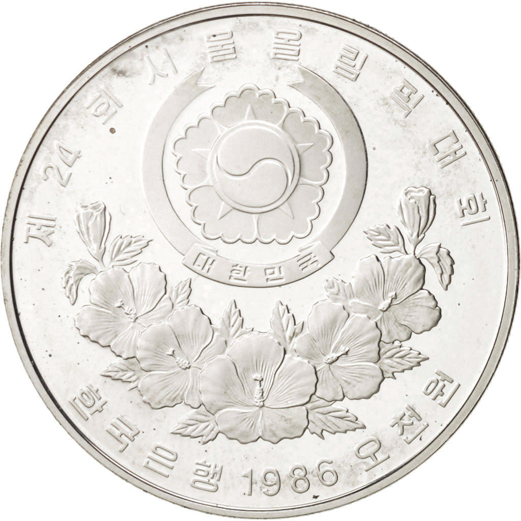 KOREA-SOUTH, 5000 Won, 1986, MS(63), Silver, KM:54