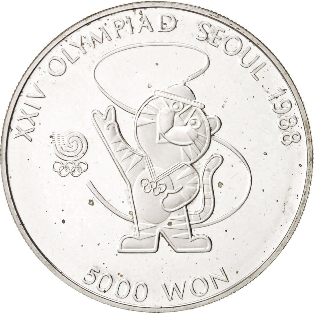 KOREA-SOUTH, 5000 Won, 1986, MS(63), Silver, KM:54