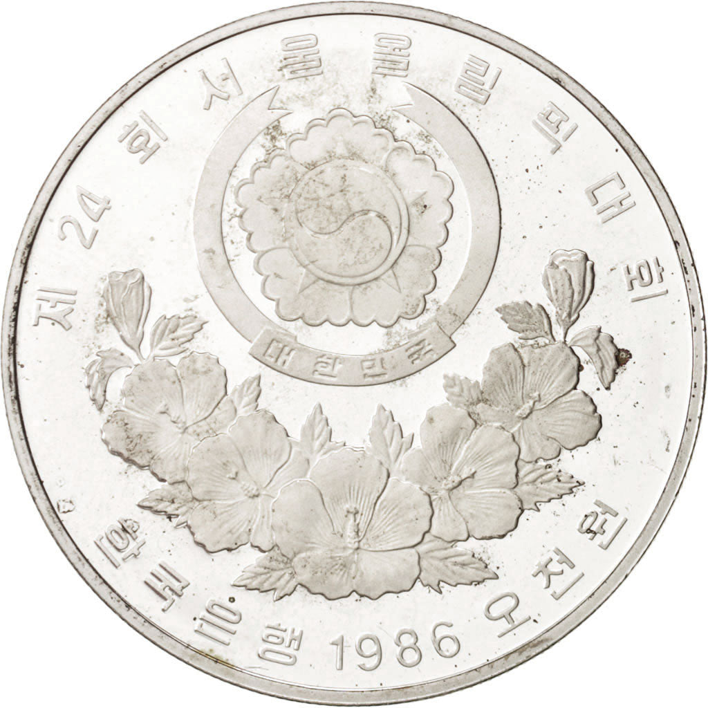 COREA DEL SUD, 5000 Won, 1986, SPL, Argento, KM:55