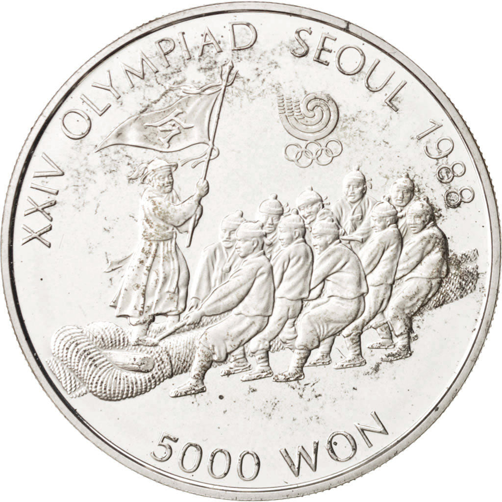 COREA DEL SUD, 5000 Won, 1986, SPL, Argento, KM:55