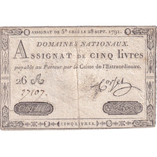 Frankreich, 5 Livres, 1791, 26A27107, S+, KM:A49, Lafaurie:144