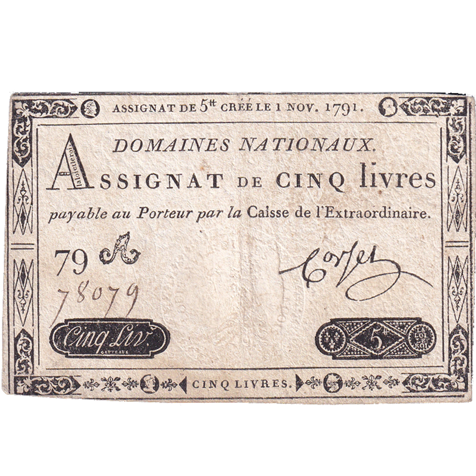 Frankrijk, 5 Livres, 1791, 79A78079, TB+, KM:A50, Lafaurie:145