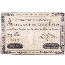 Frankrijk, 5 Livres, 1791, 79A78079, TB+, KM:A50, Lafaurie:145