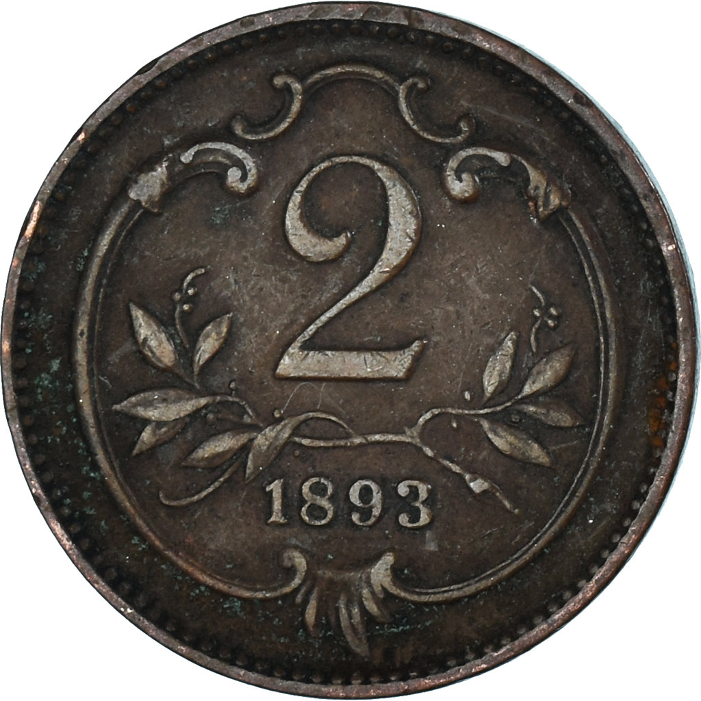 Coin, Austria, 2 Heller, 1893