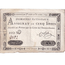 Francia, 5 Livres, 1792, 102D81102, BC+, KM:A57, Lafaurie:152