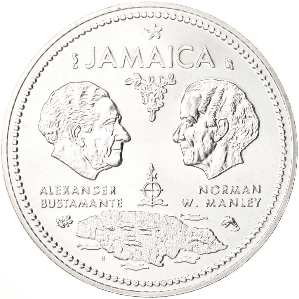 Jamaica, Elizabeth II, 10 Dollars, 1972, MS(64), Silver, KM:60