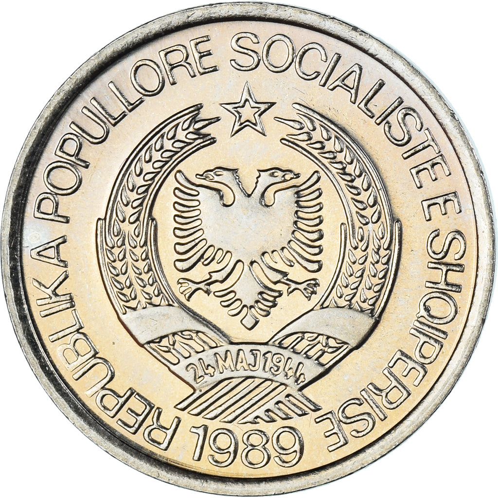 Monnaie, Albanie, 2 Leke, 1989