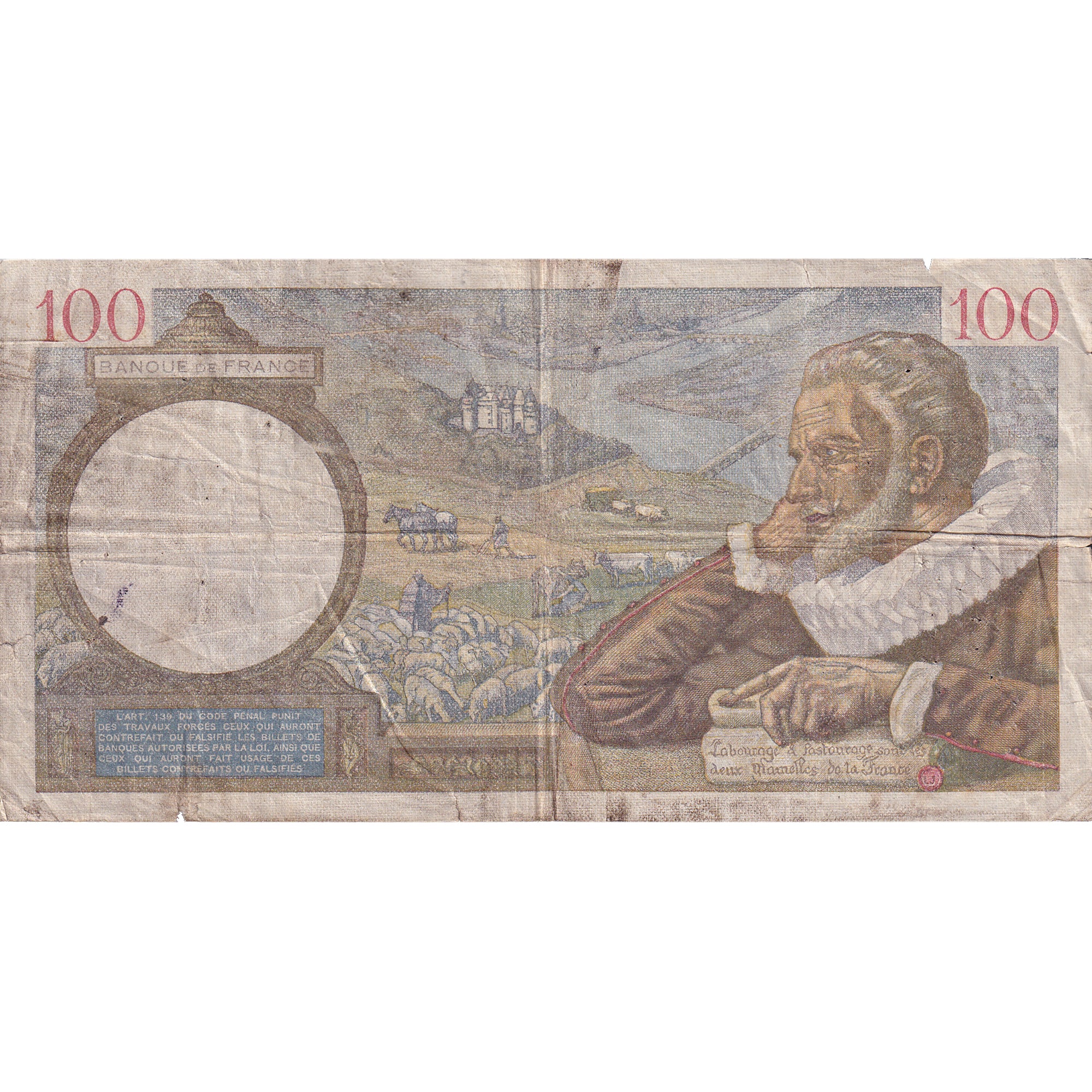 France, 100 Francs, Sully, 1939, A.4505, VG(8-10), Fayette:26.16, KM:94