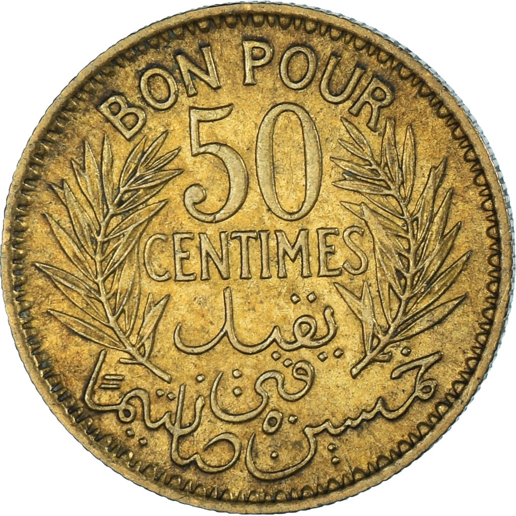 Moneda, Túnez, 50 Centimes, 1945