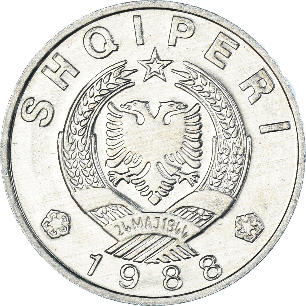 Coin, Albania, 50 Qindarka, 1988