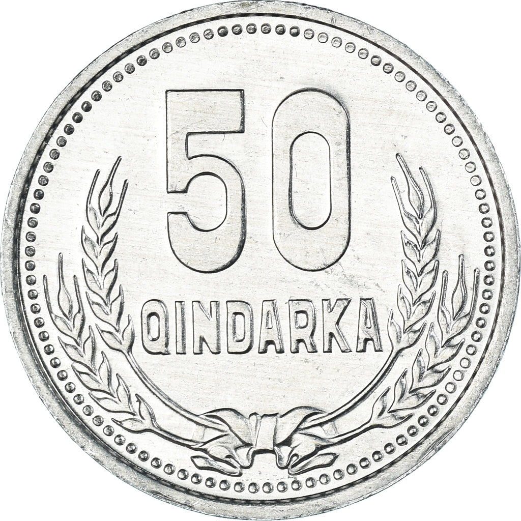 Coin, Albania, 50 Qindarka, 1988