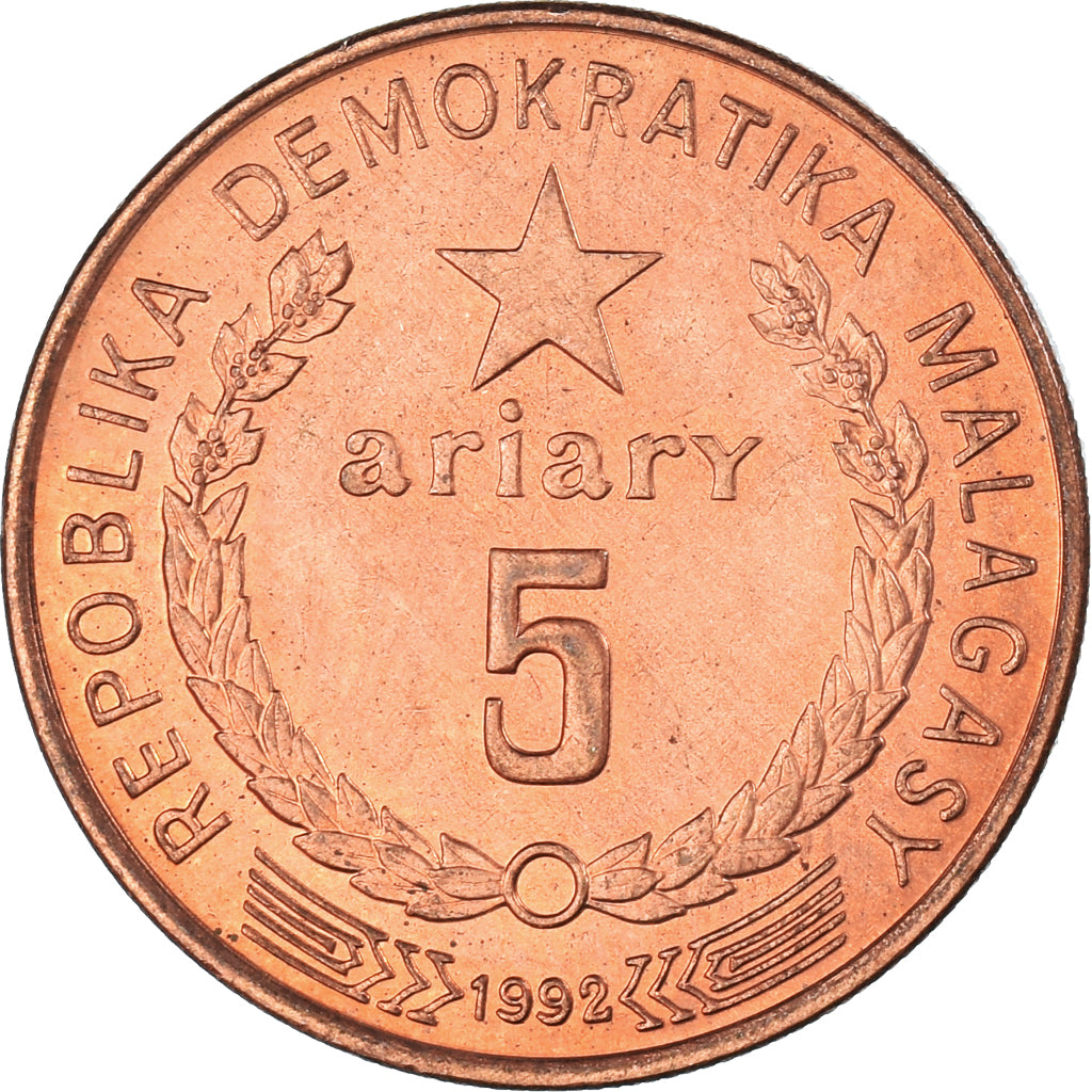 Moeda, Madagáscar, 5 Ariary, 1992