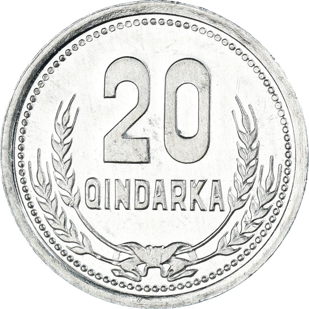 Münze, Albania, 20 Qindarka, 1988