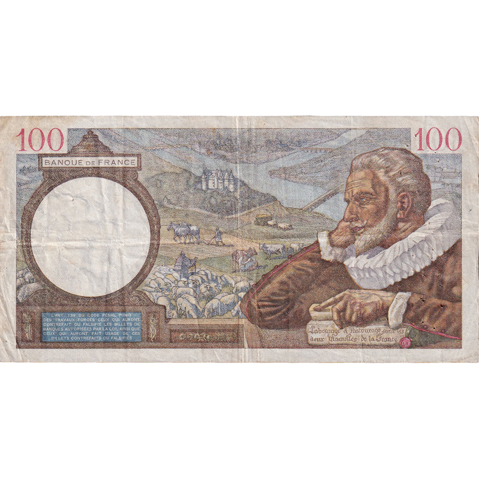 France, 100 Francs, Sully, 1939, M.4943, VF(30-35), Fayette:26.17, KM:94