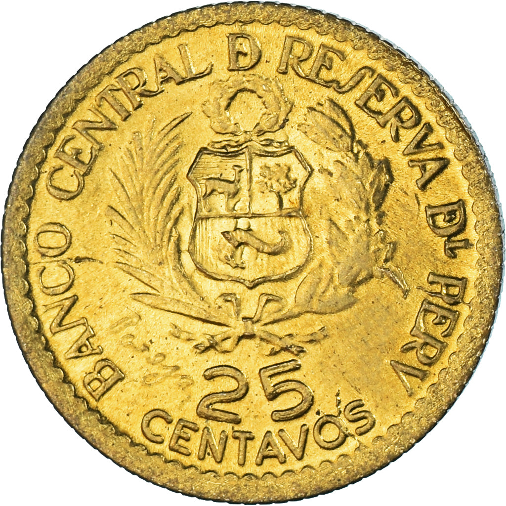 Coin, Peru, 25 Centavos, 1965