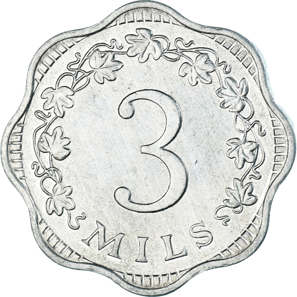 Munten, Malta, 3 Mils, 1972