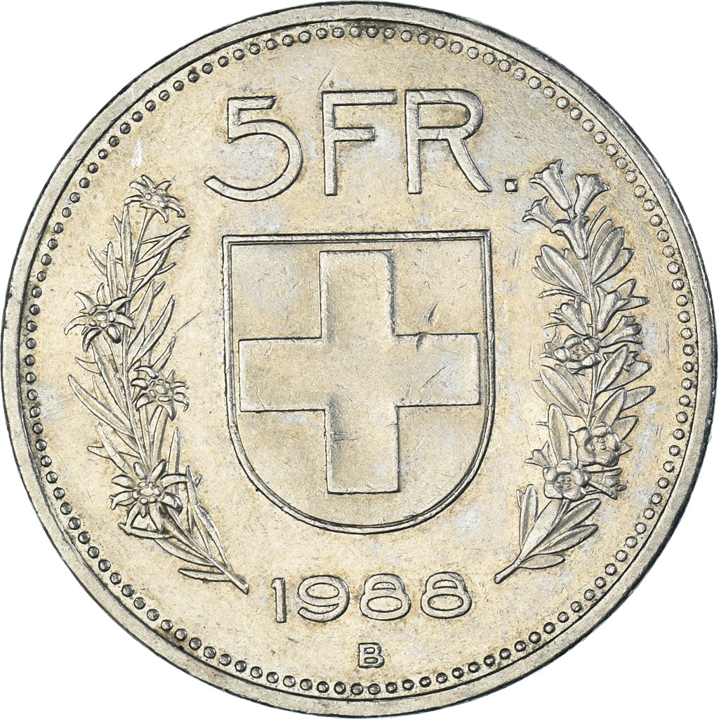 Münze, Schweiz, 5 Francs, 1988