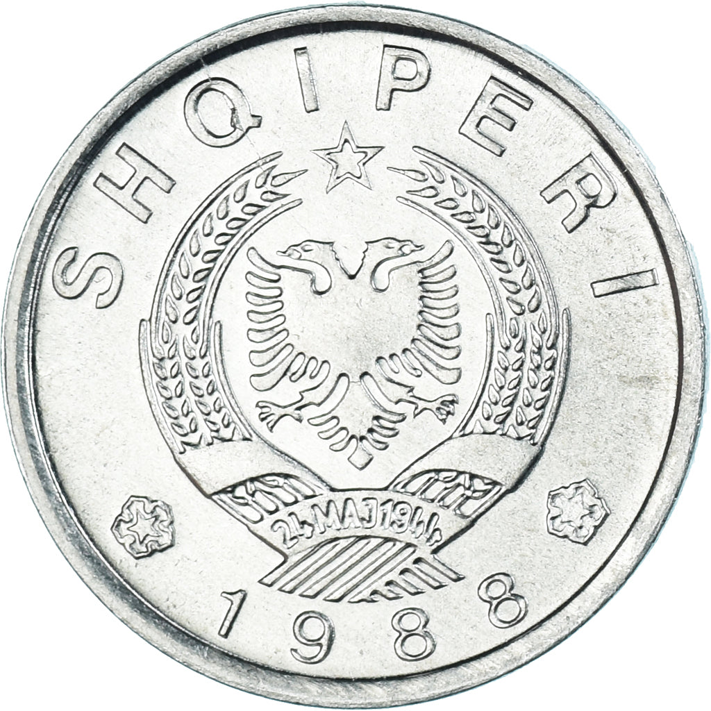 Münze, Albania, 10 Qindarka, 1988