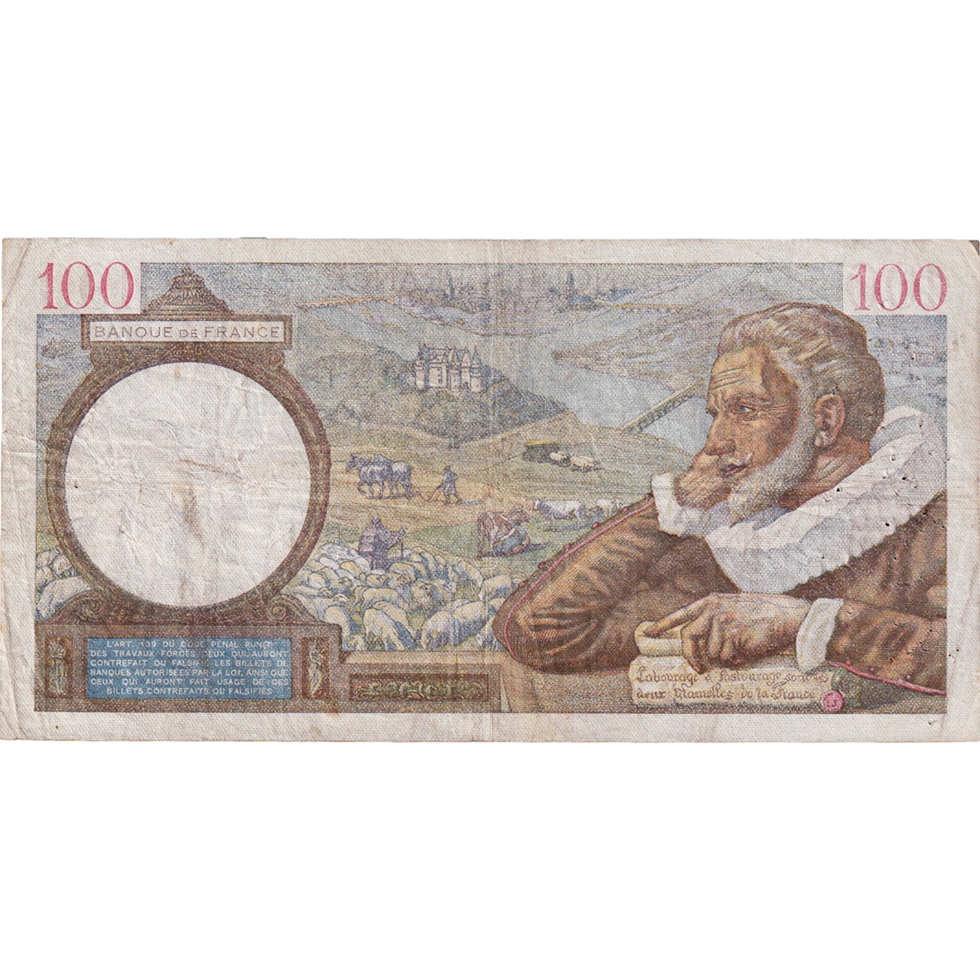 France, 100 Francs, Sully, 1940, X.15550, VF(30-35), Fayette:26.39, KM:94