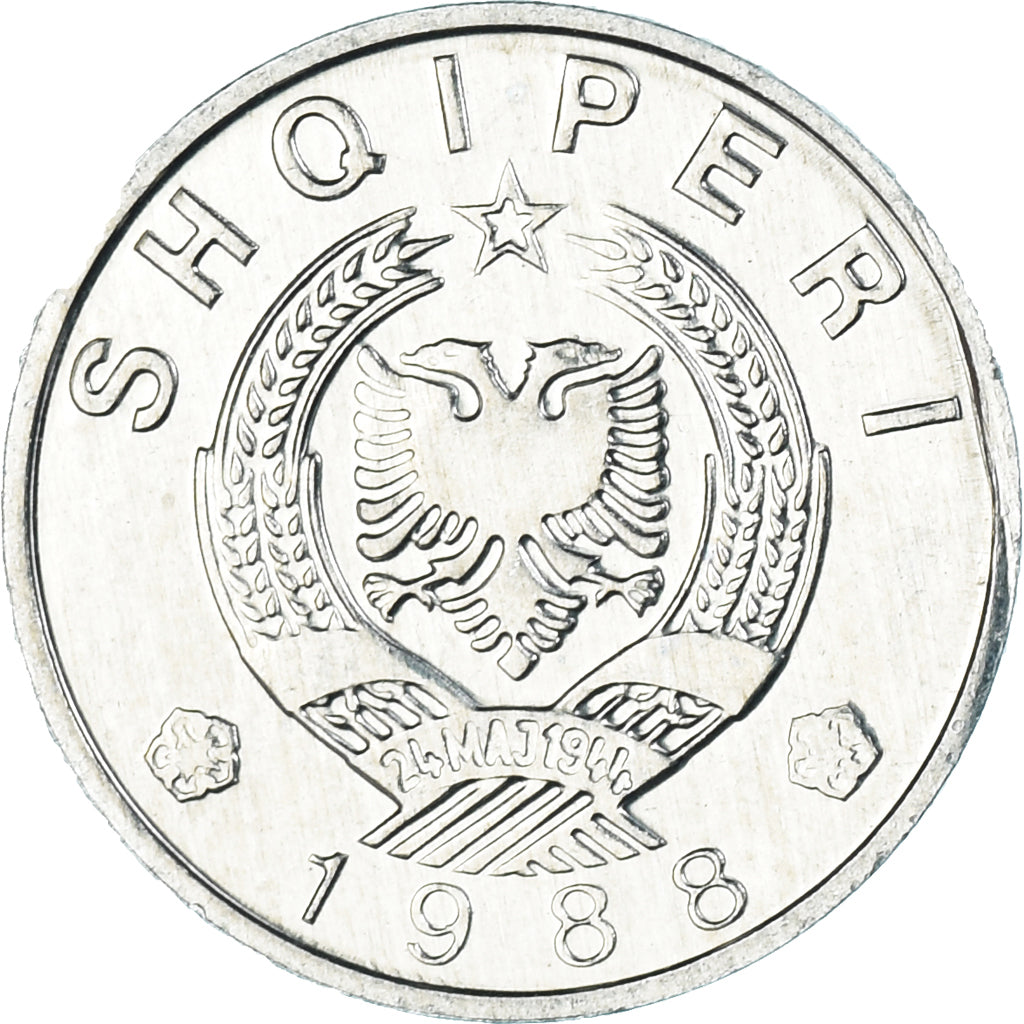 Münze, Albania, 5 Qindarka, 1988