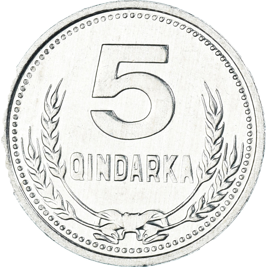Münze, Albania, 5 Qindarka, 1988