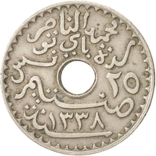 Tunisia, Muhammad al-Nasir Bey, 25 Centimes, 1920, Paris, EF(40-45), KM 244