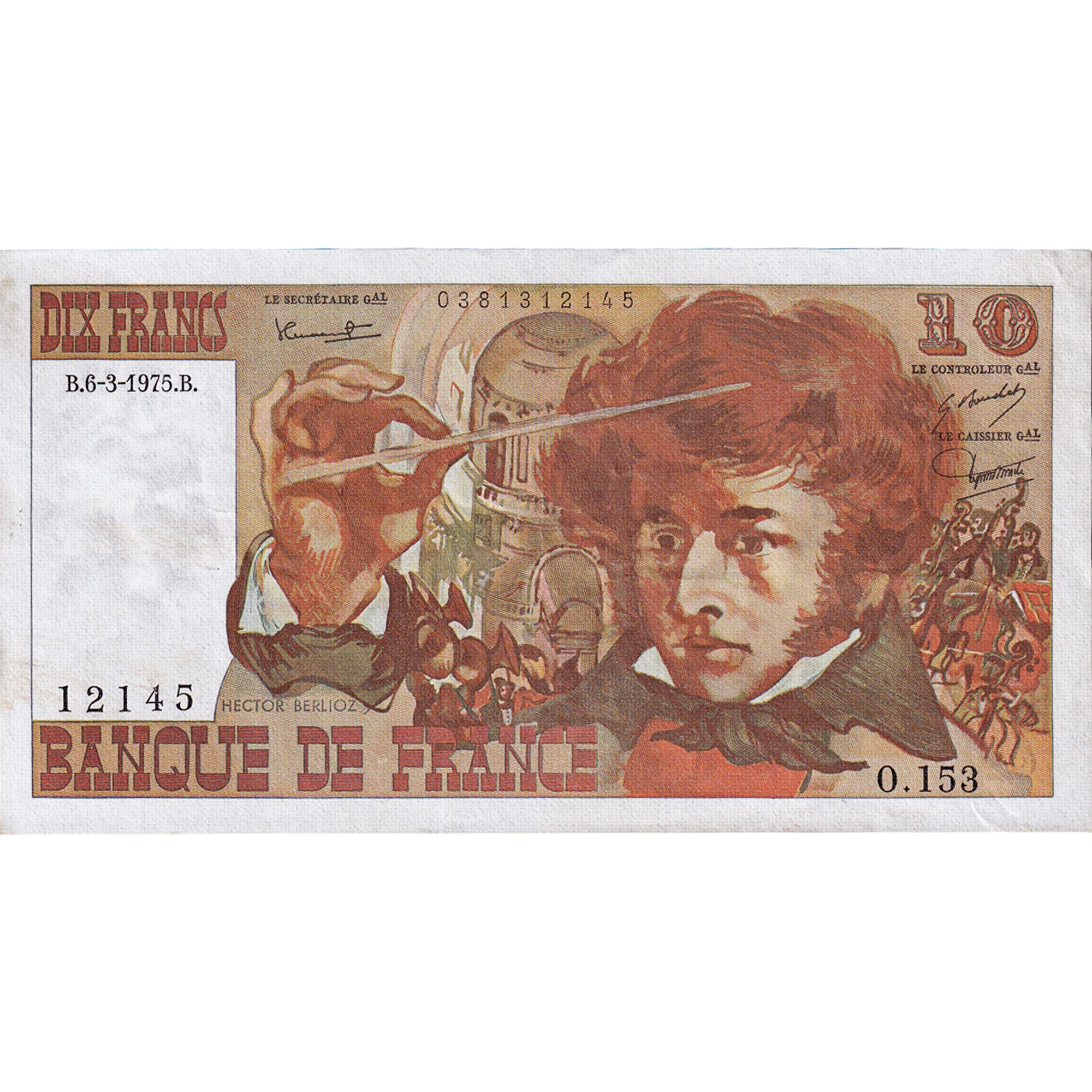 Frankreich, 10 Francs, Berlioz, 1975, O.153, SS, Fayette:63.9, KM:150b