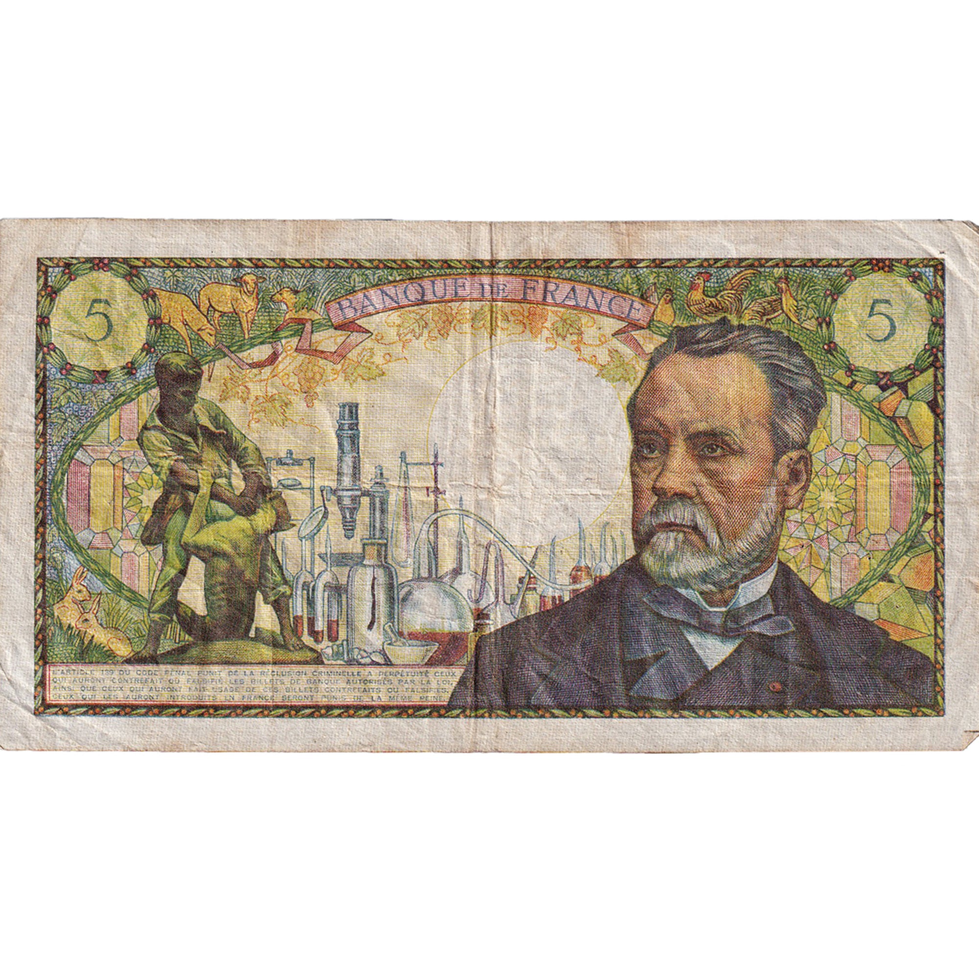 France, 5 Francs, Pasteur, 1968, N.79, TB, Fayette:61.8, KM:146b