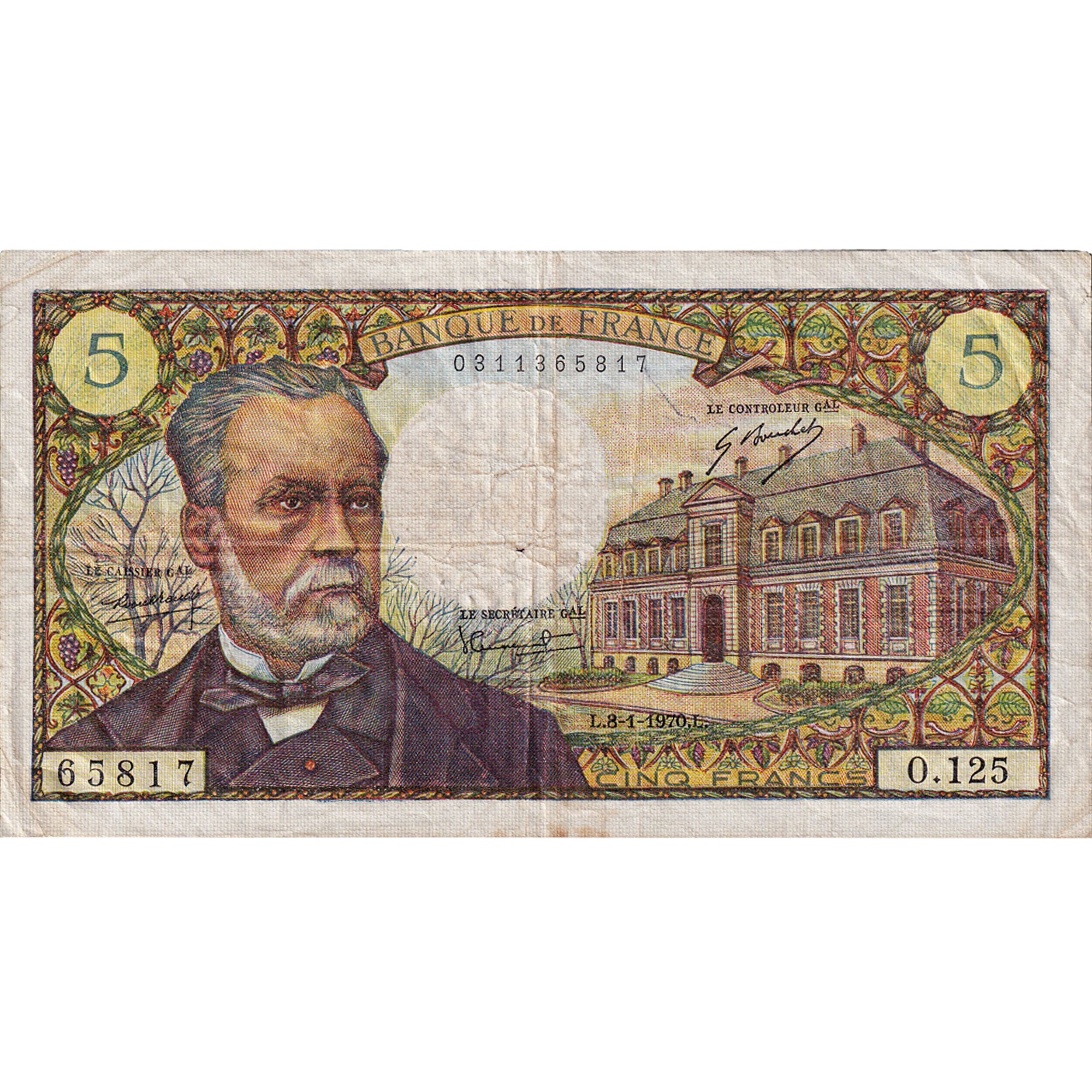 France, 5 Francs, Pasteur, 1970, O.125, VF(20-25), Fayette:61.12, KM:146b