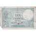 France, 10 Francs, Minerve, 1939, Y.72220, VF(20-25), Fayette:7.7, KM:84