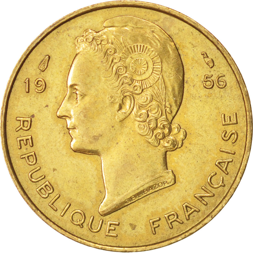 Africa occidentale francese, 10 Francs, 1956, SPL-, Alluminio-bronzo, KM:6