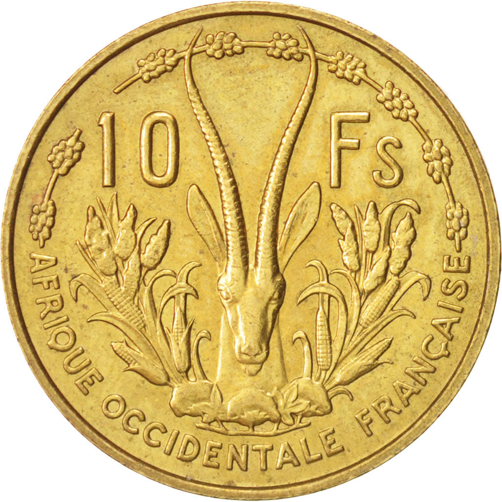 Africa occidentale francese, 10 Francs, 1956, SPL-, Alluminio-bronzo, KM:6