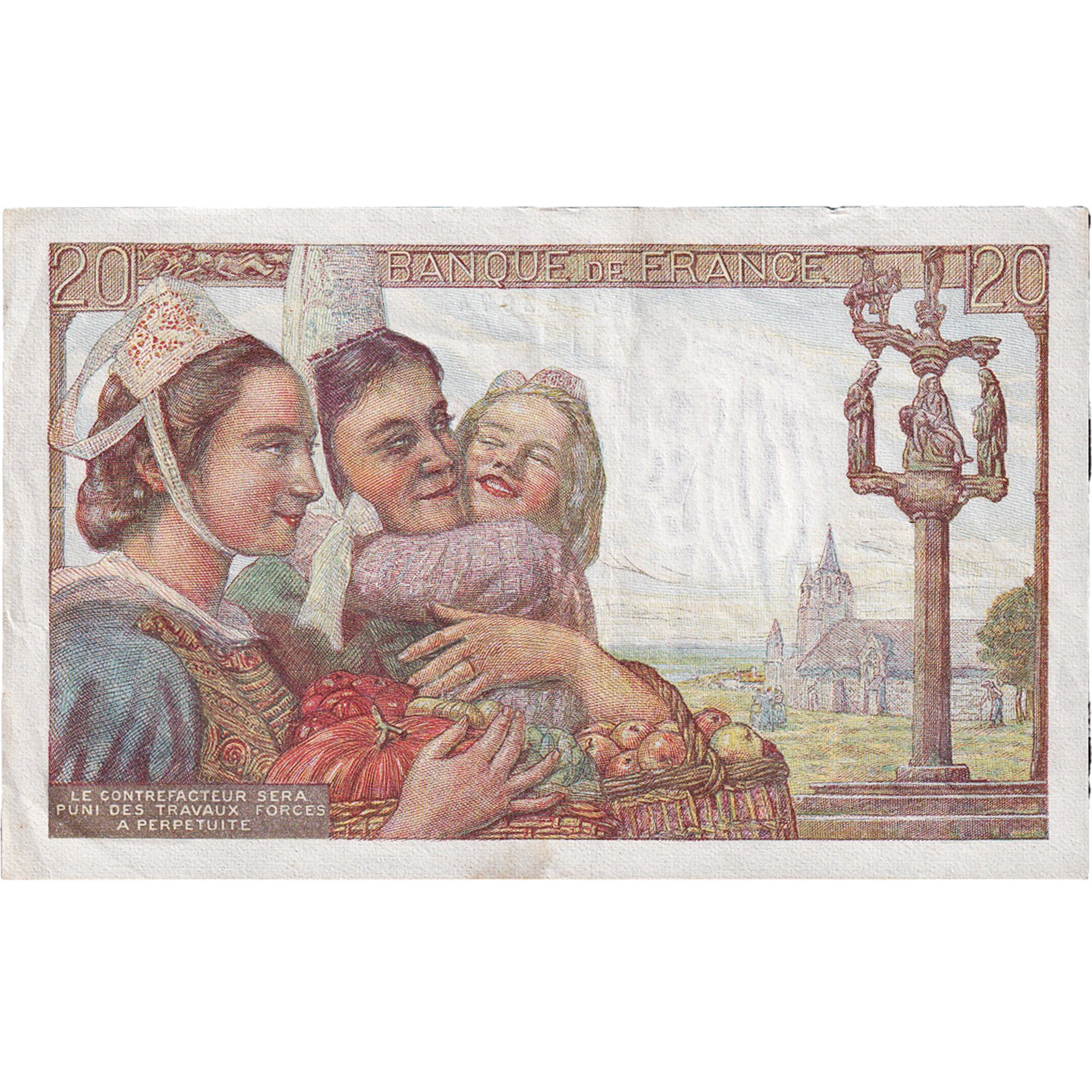 France, 20 Francs, Pêcheur, 1942, X.47, EF(40-45), Fayette:13.4, KM:100a