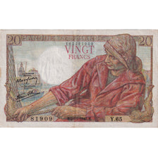 France, 20 Francs, Pêcheur, 1943, Y.65, EF(40-45), Fayette:13.5, KM:100a