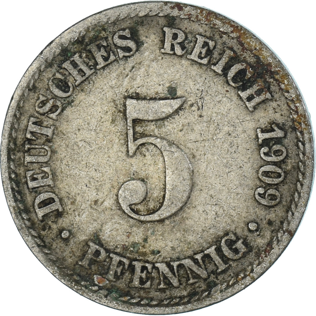 Moneta, Niemcy, 5 Pfennig, 1909