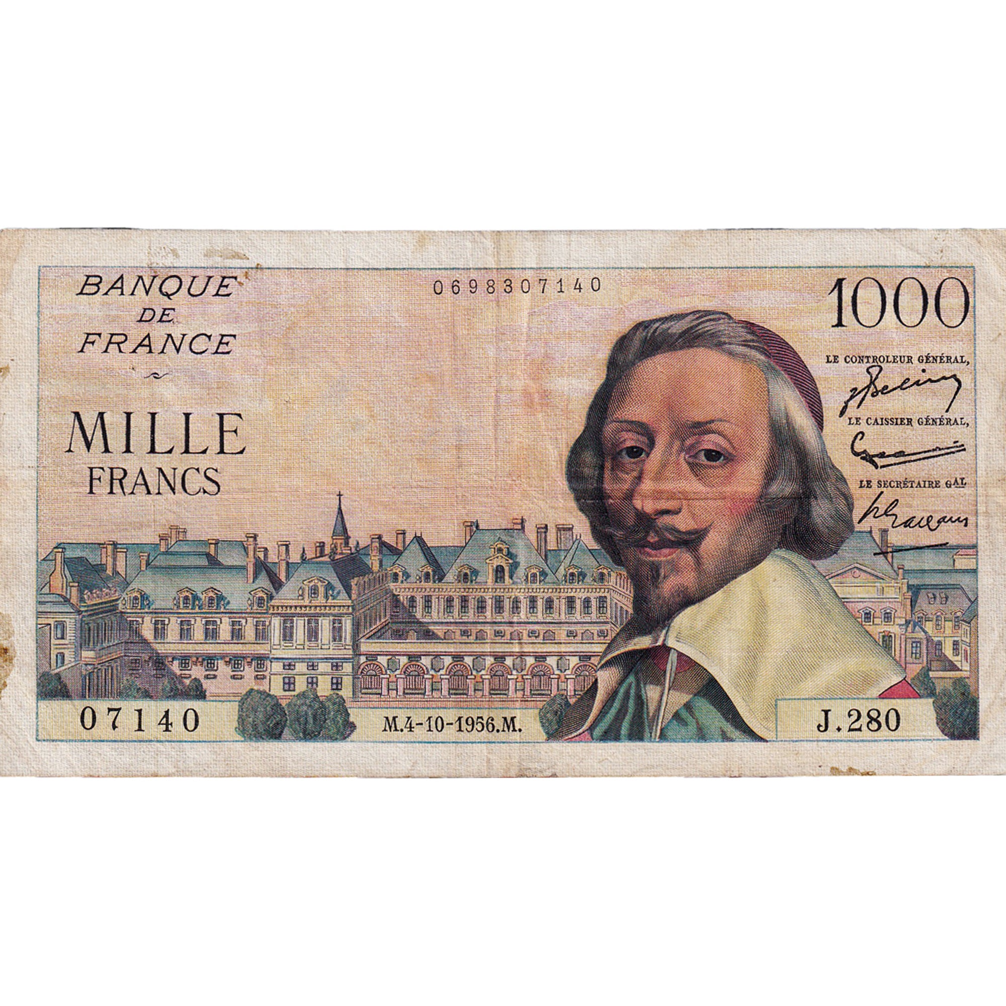 Frankreich, 1000 Francs, Richelieu, 1956, J.280, SS, Fayette:42.22, KM:134a