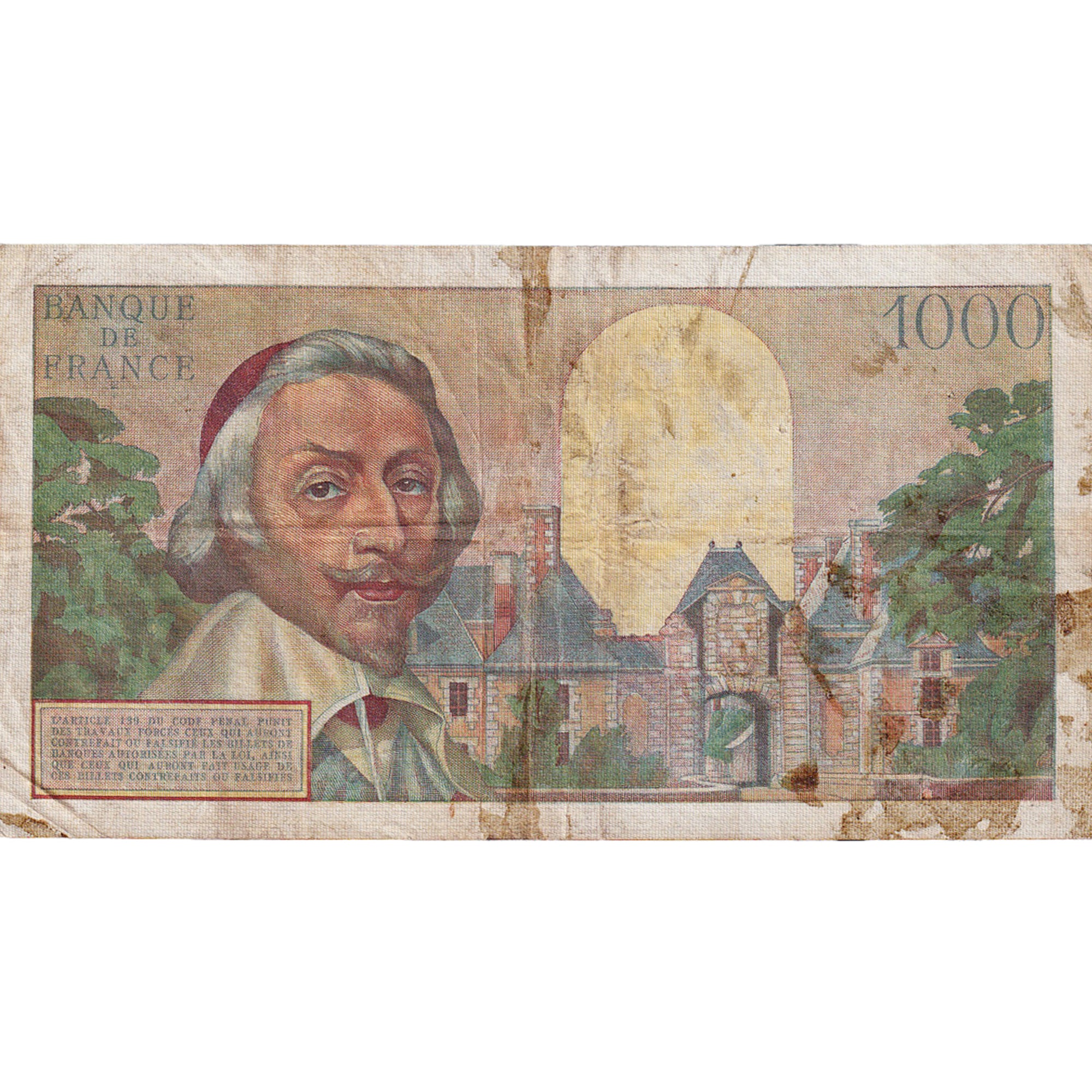 Frankreich, 1000 Francs, Richelieu, 1956, J.280, SS, Fayette:42.22, KM:134a