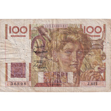 France, 100 Francs, Jeune Paysan, 1952, J.421, VF(20-25), Fayette:28.31, KM:128d