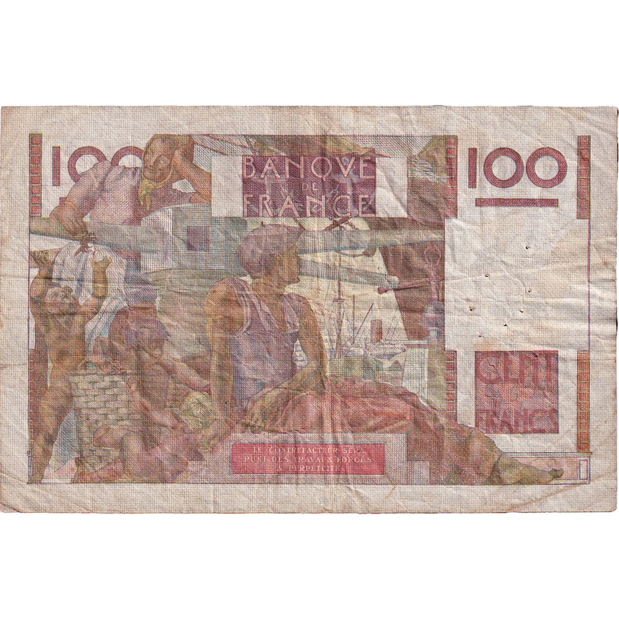 France, 100 Francs, Jeune Paysan, 1952, J.421, VF(20-25), Fayette:28.31, KM:128d