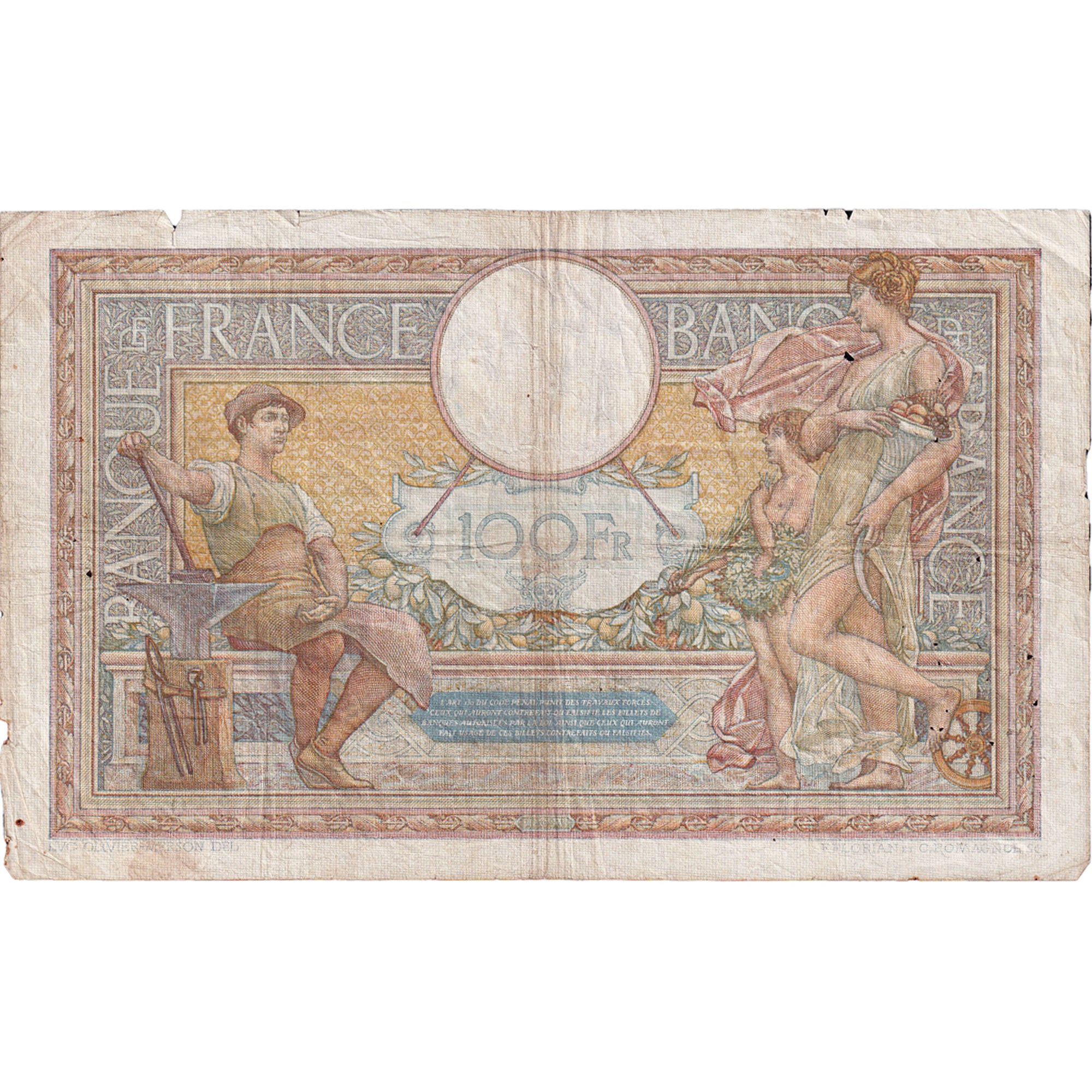 France, 100 Francs, Luc Olivier Merson, 1933, G.39008, EF(40-45), Fayette:24.12