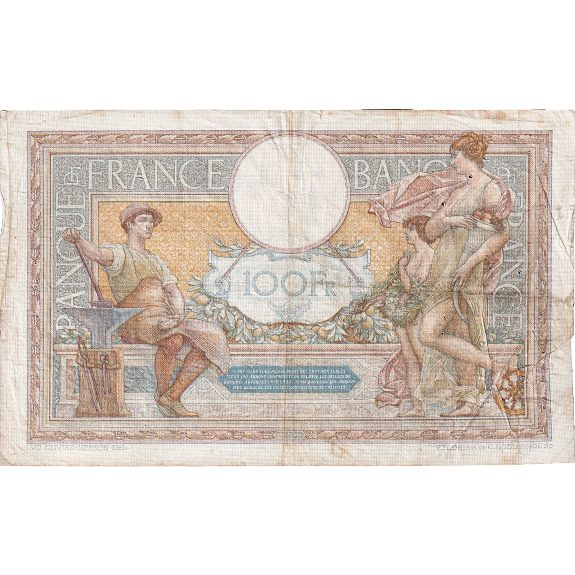 France, 100 Francs, Luc Olivier Merson, 1935, X.47870, EF(40-45), Fayette:24.14