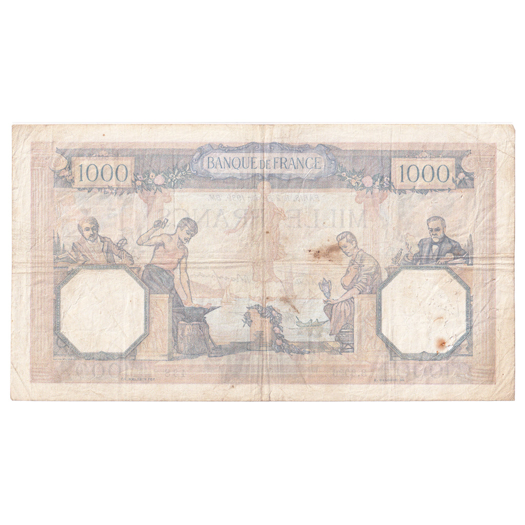 Francia, 1000 Francs, Cérès et Mercure, 1939, B.6030, BB, Fayette:38.34