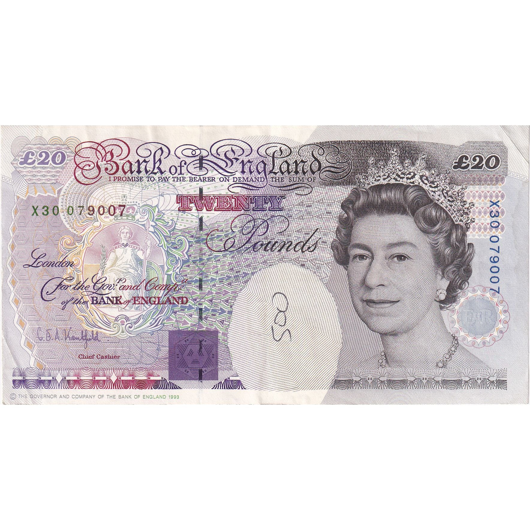 Banknote, Great Britain, 20 Pounds, Undated (1993), KM:384b, EF(40-45)