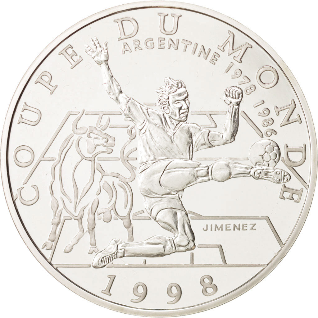 France, 10 Francs Argentina, 1997, MS(65-70), Silver, KM:1161
