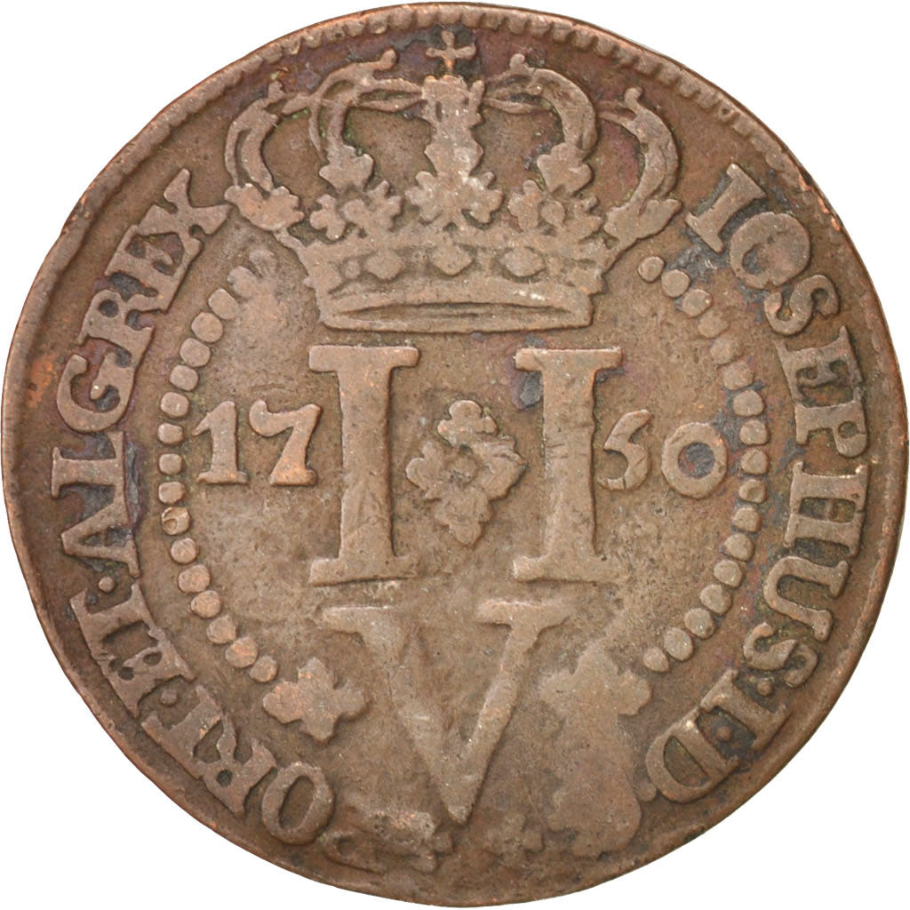 Azores, 5 Reis, 1750, VF(20-25), Copper, KM:1